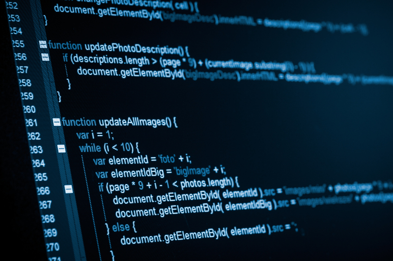 Program code on a monitor Program code on a monitor